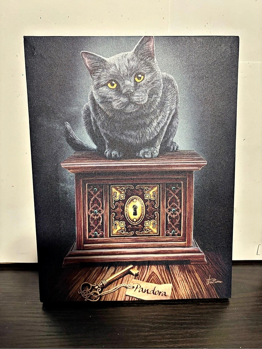 Lisa Parker Pandora's Box Cat Print Wall Art in Black & Brown